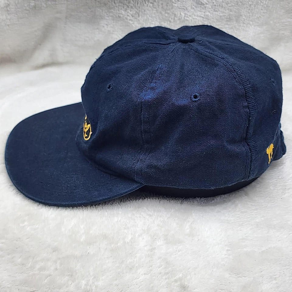 Gorra camel con correa trasera azul marino bordado logotipo publicidad algodón para hombre Foto 3 de 4