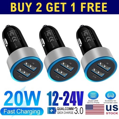 2 USB Ports 3.1A Car Cigarette Charger Lighter Adapter For Samsung Galaxy S26+