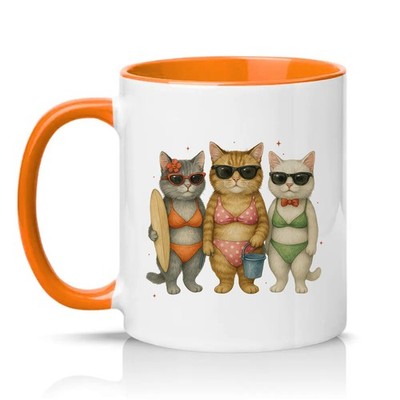 Lustige Katzen in Bikinis Damen 11 Unzen Keramiktasse Sommer Strand Katze Liebhaber Geschenk