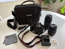 Canon EOS Rebel T6 Kit EF 75-300mm EF-S 18-55mm Lenses Bag Charger SD Card