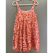 ASOS DESIGN Pink Orange Abstract Floral Babydoll Mini Dress Womens US 6 UK 10