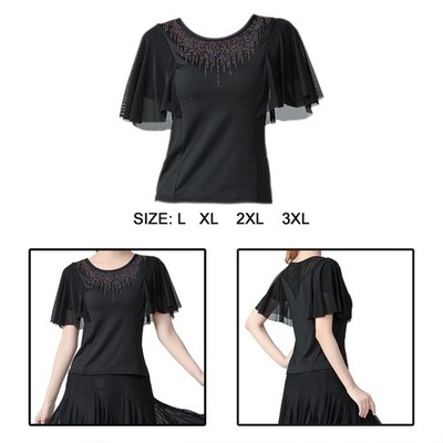 Ballroom Dance Tops für Damen Performance Wear Glockenärmel für Latin Rumba