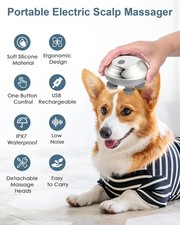 Handheld Pet Massager for Dogs and Cats, 3 Modes, 4 Rotatable Massage Heads, ...