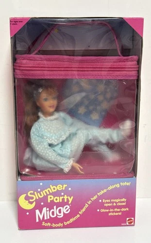 Slumber Party Midge 1994 Mattel #13236 Nighty Night Midge Doll & Tote Vtg/Read