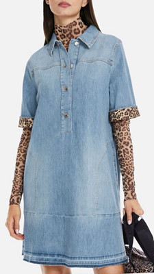 Marc Cain -aktuelles JEANSKLEID Blau-Leo-Akzente Stretch - N3/38- NEU/NP299,90 