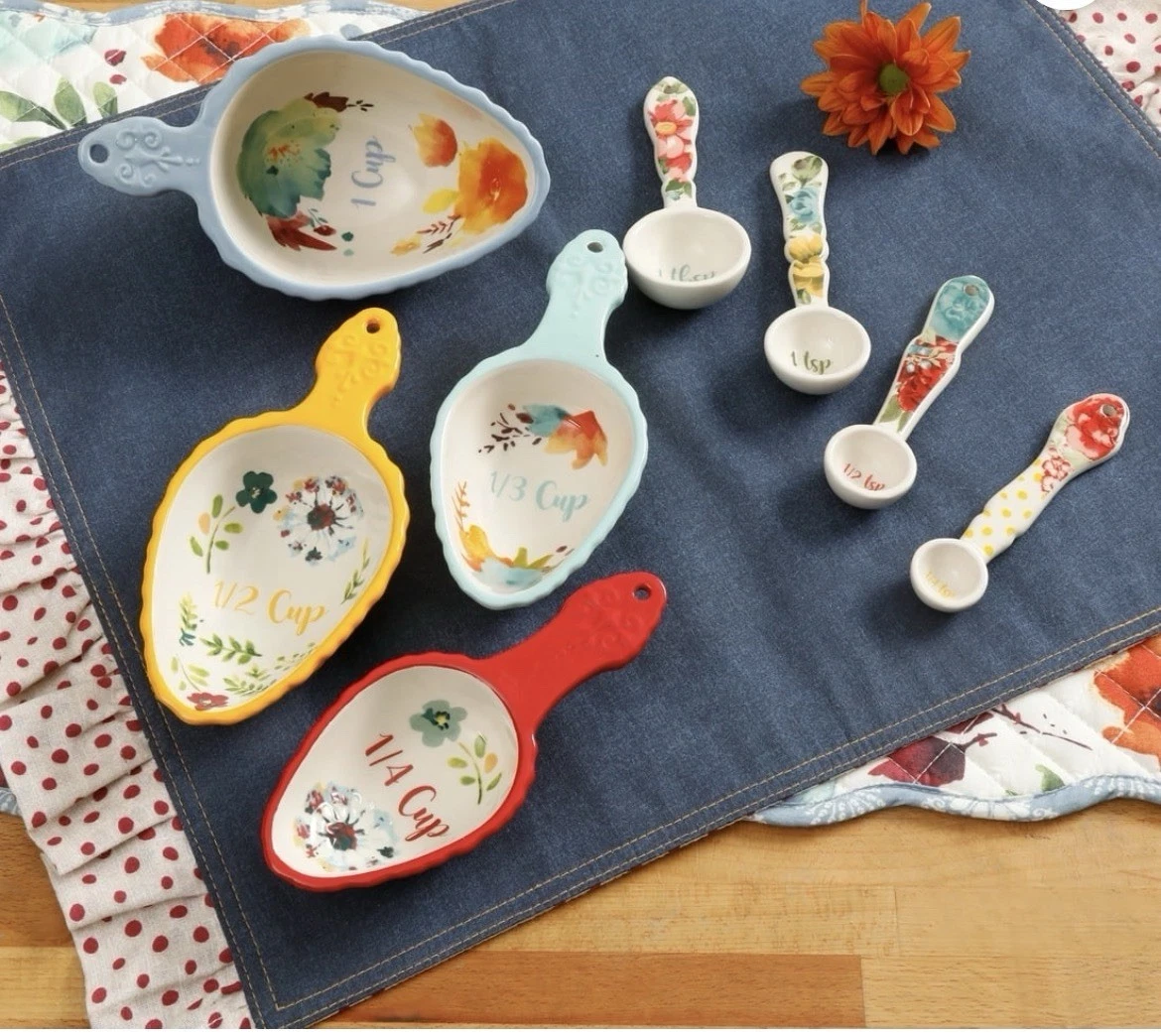 The Pioneer Woman Willow 8-Piece Measuring Cups and Spoons Set for Cooking NEW