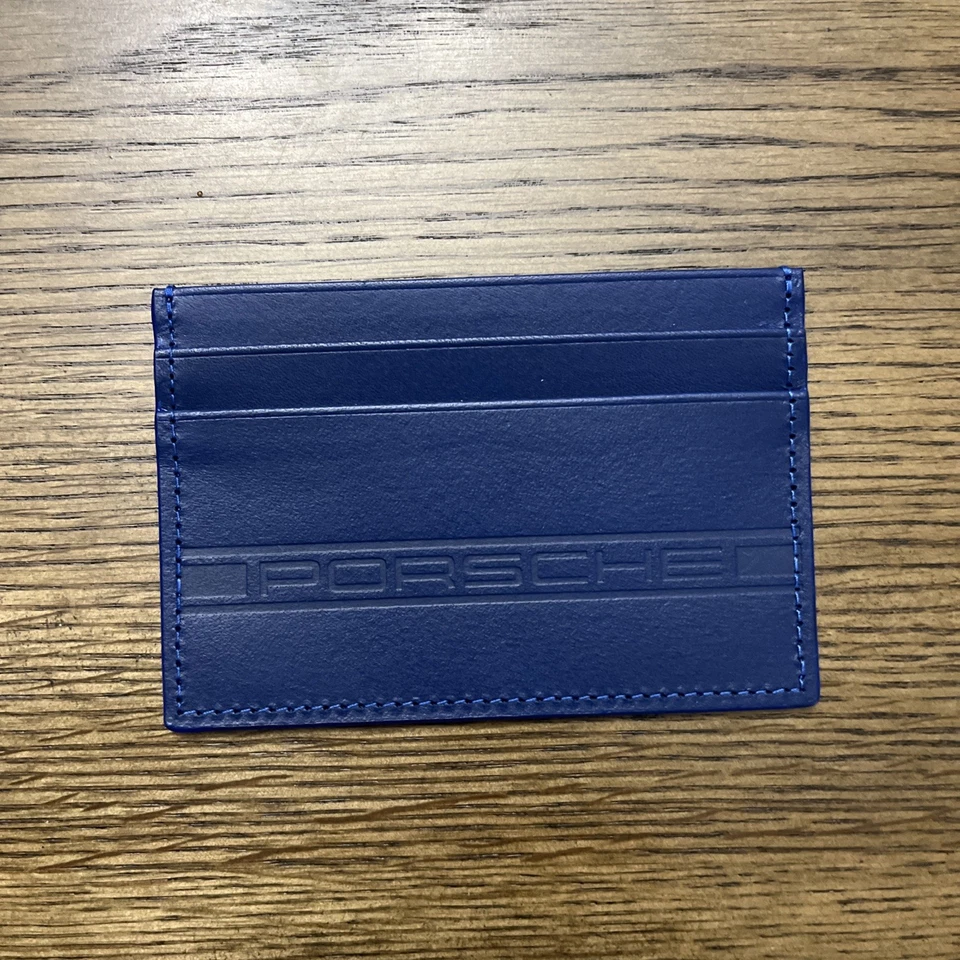 Cartera para tarjetas de crédito de cuero azul Porsche Foto 2 de 4