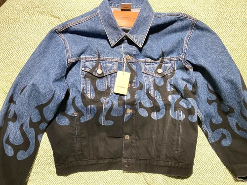 Vetements  Denim Flame Jacket in Blue/Black Size  Medium - product listing photo