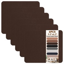 TYJLII Couch Patch Repair Fabric,6-Piece 5.5 x 6.3 inches, Dark Brown