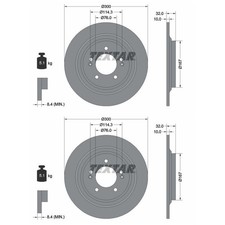2X TEXTAR BREMSSCHEIBEN HINTEN 300mm VOLL PASSEND FÜR HYUNDAI KONA KIA NIRO