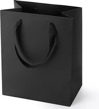 6PCS Black Gift Bags with Handles 8X5X10 Inch Medium Paper Bags Bulk