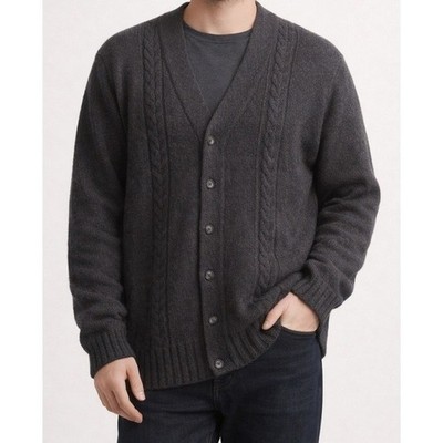 Dockers Chunky Cableknit Cardigan Sweater Men Large Grandpa Oversized Vintage