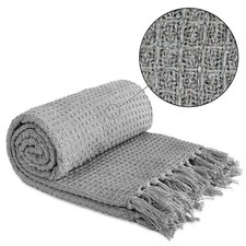 Throw Blanket for Sofas Bed Runner Honeycomb Waffle Soft Cotton Honeycomb