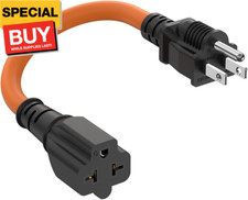 1Ft 12AWG 15 Amp Household Plug to 20-Amp Adapter Cable Nema 5-15P to 5-20R,5-15