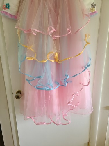 Mädchen rosa Partykleid Kleid Blumenmädchen Stein Rüschen Reißverschluss 7/8 gefüttert Tule Applikation - Bild 8 von 11