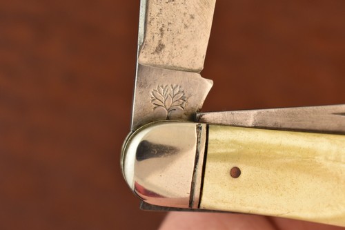 VINATGE BOKER TREE BRAND MADE IN USA YELLOW CRACKED ICE STOCKMAN KNIFE (21897) - Picture 4 of 6
