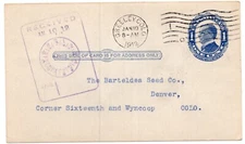 1912 Greeley CO UX22 Postal Card to Barteldes Seed Denver Colorado