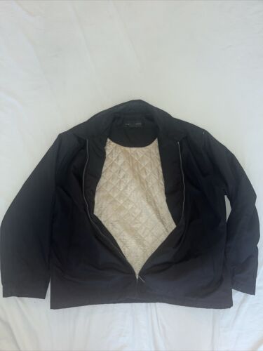 Geoffrey Bean Mens Black Bomber Zipper Jacket Size Large Distressed - Picture 2 of 11