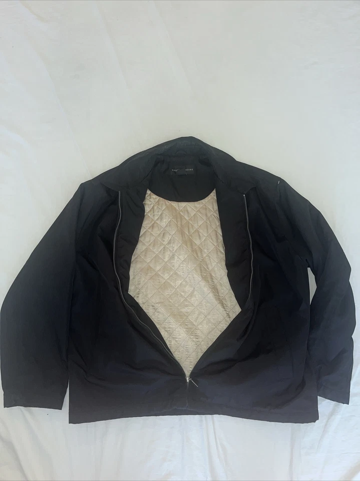 Chaqueta de bombardero negra con cremallera Geoffrey Bean para hombre talla grande envejecida Foto 2 de 4