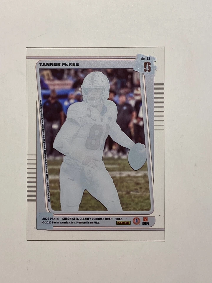2023 Chronicles Draft #48 TANNER MCKEE RC Rated Rookie Clearly Donruss Acetate - Image 2 of 2