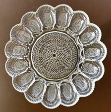 Indiana Glass Hobnail Clear Deviled Egg Plate Holds 15 Eggs  Vintage Easter Eggs