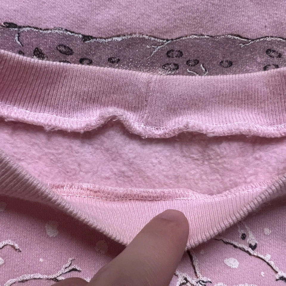 Sudadera De Colección Snow Rabbits Cuello Redondo Mujer L 80s 90s Gráfico Estampado Completo Foto 3 de 4