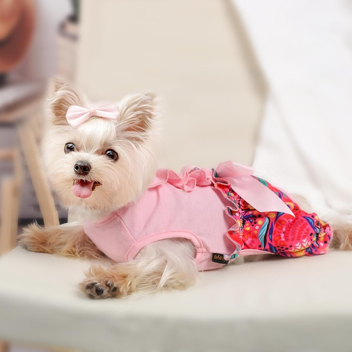 Dog Pajamas Jumpsuit COTTON Blend Pet Clothes Cute Pet (X-Large, Floral)