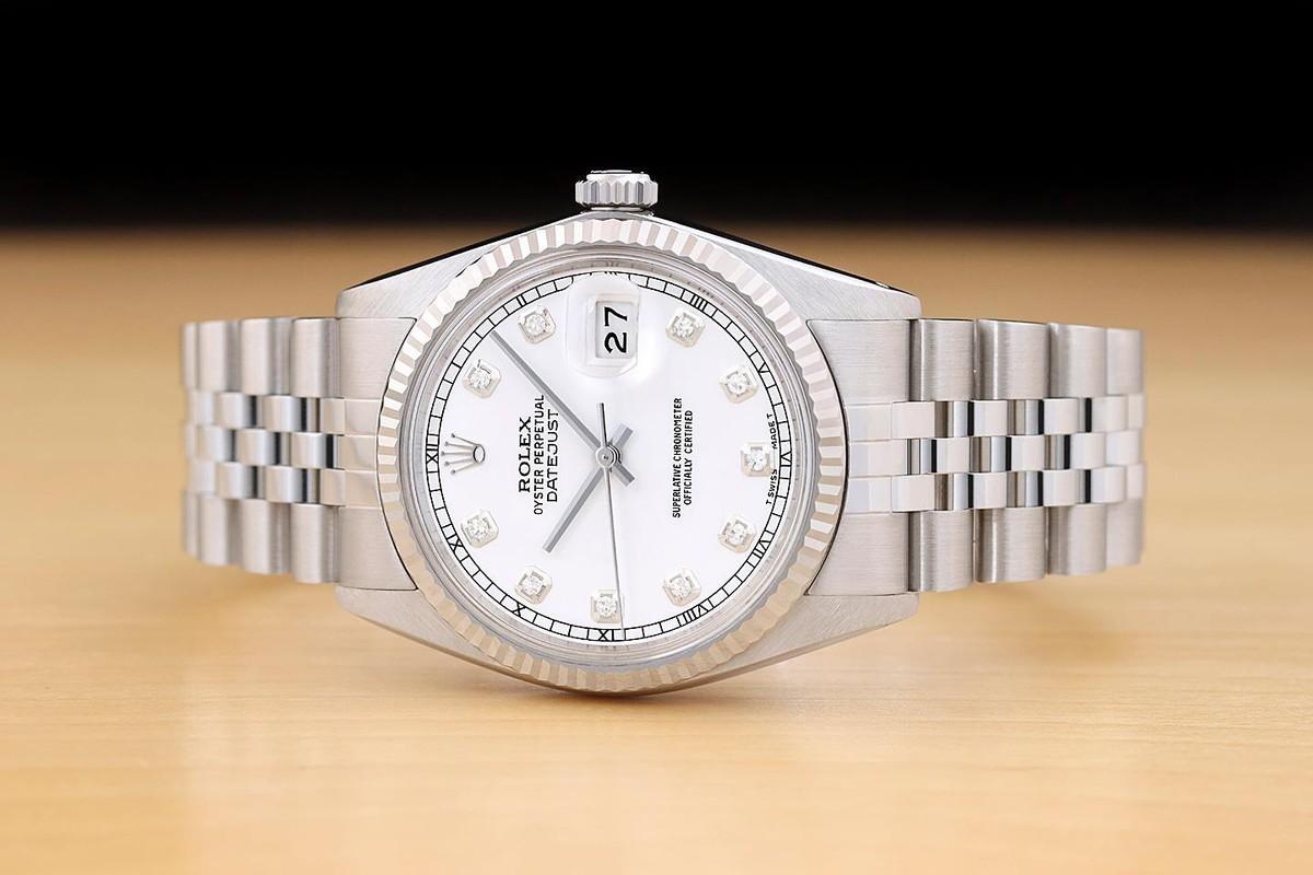 ROLEX DATEJUST デイトジャスト 16014 MENS ROLEX DATEJUST 16014 WHITE ROMAN DIAMOND DIAL 18K WHITE GOLD