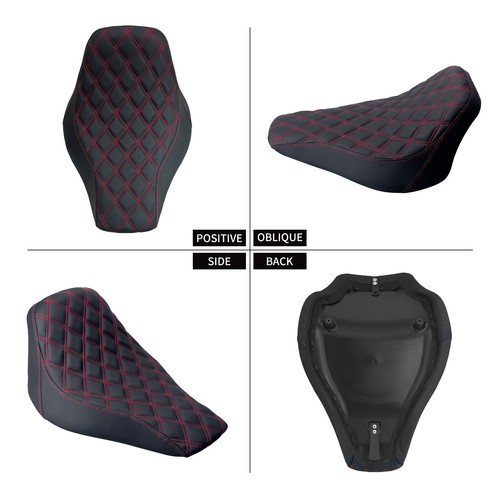 Front Driver Solo Seat w/ Red Stitching For Harley Breakout 13-17 Rocker C 08-17 - Picture 8 of 19