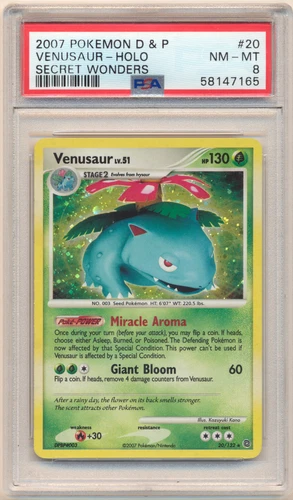 2007 POKEMON DIAMOND & PEARL SECRET WONDERS VENUSAUR HOLO #20 PSA 8