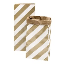 2x PaperBag zur Aufbewahrung Braun Gold Weiß Papiersack Papiertasche Kraftpapier