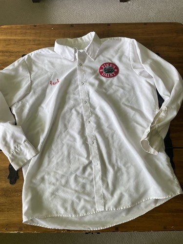 Vintage Riverside Uniform Shirt Sz XL Collar Snap White Fikes Dairy Paul