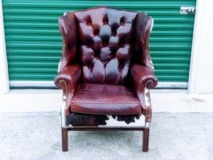 Hancock Moore Button Tufted Leather Wingback Chair Steer