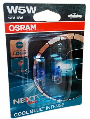 W5W 12V W2.1x9.5d 5W Cool Blue INTENSE NextGen, 4000K 2pcs OSRAM 2825CBN-02B