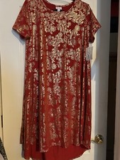 New Sale! LuLaRoe Elegant Carly Dress Red Gold Holiday Dressy Large New