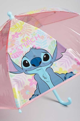 Paraguas floral rosa Disney Stitch para niños (lilo y puntada) brolly infantil - Imagen 3 de 4