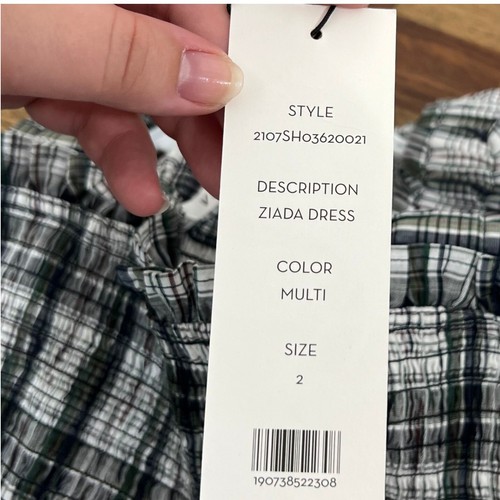 Veronica Beard Damen Ziada Kleid 2 schwarz weiß kariert Baumwolle Rüschen Gingham Neu mit Etikett - Bild 5 von 7