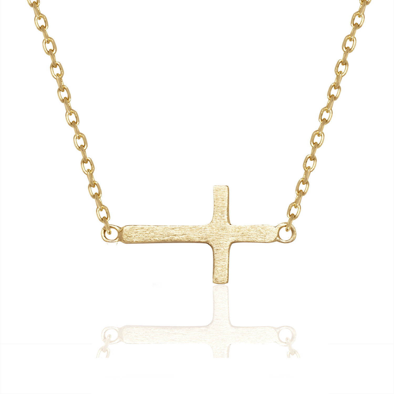 14K Yellow/White/Rose Gold Cross Pendant Necklace