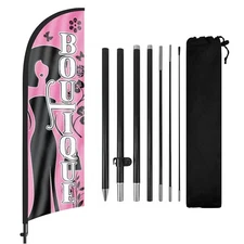 FSFLAG Boutique Feather Flags with Poles and Ground Stake, 8FT Advertising Sign