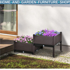 2 Piece Raised Garden Bed Planter Box Vegetable Planting Container for Outdoor