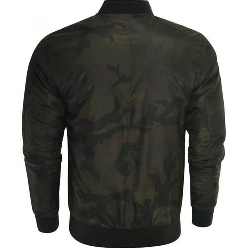 Mens Jacket Brave Soul MA1 Harrington Camo Military Bomber Baseball Badge Coat - Picture 4 of 4