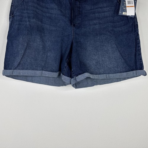 Democracy Ab Leisure High Rise Denim Shorts Size 24W Blue Cuff Hem Drawstring . - Picture 3 of 10