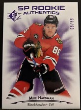 2021-22 UD SP Rookie Authentics MIKE HARDMAN Purple RC /99 Red Wings Chicago  🏒