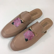 Catherine Malandrino Tuxedo Embroidered Rose Loafers Mules Shoes Flats 8.5 New