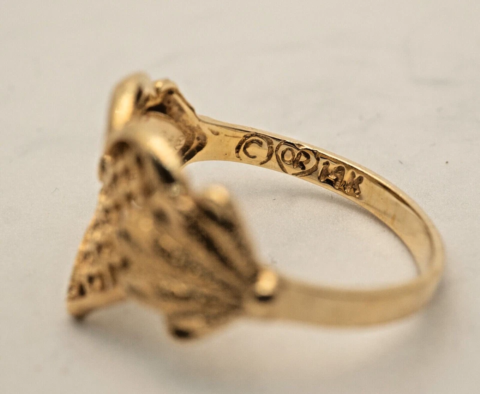 VTG 90's Beverly Hills Gold 14K Solid Gold Filigree Heart Ring Size 7 - Image 3 of 4