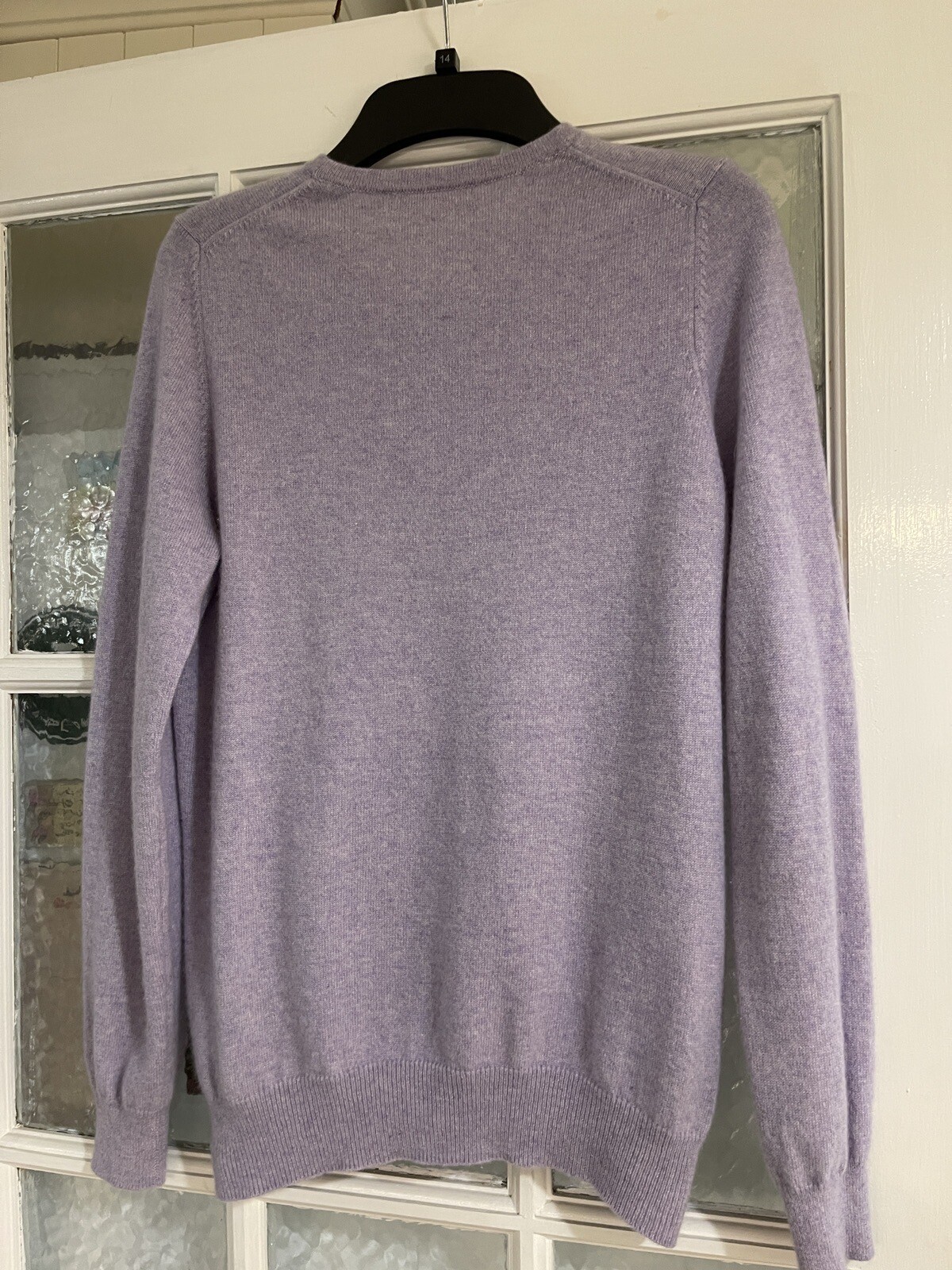 M&S Collection Cardigan 100% Pure Cashmere Crew Neck Lupin (Lilac) Size (12)-14 - Picture 2 of 4