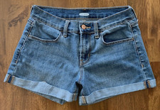 Vintage Old Navy Size 0 Stretch Denim Short Shorts Light Wash Cuffed Low Rise