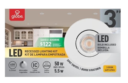 4 Pack Globe Electric 4" LED Integrated Ultra Slim Recessed - View #9