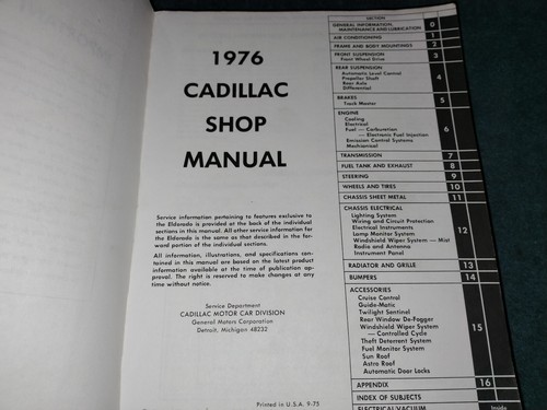 Cadillac 1976 libro de tienda/manual de servicio/buen original G.M. ¡LIBRO! - Imagen 3 de 4
