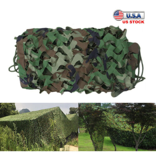 32.8ft x 5ft Camouflage Net Woodland Leaves Military Hunting Camo Cover Netting - Picture 3 of 8